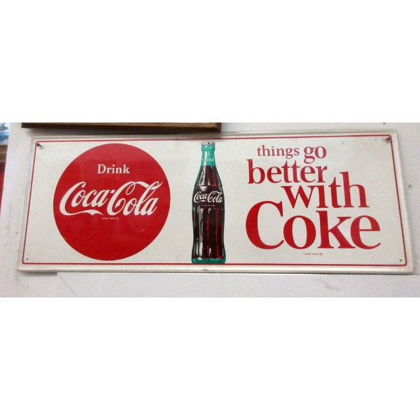1960s Tin "Things Go Better With Coke" Sign 