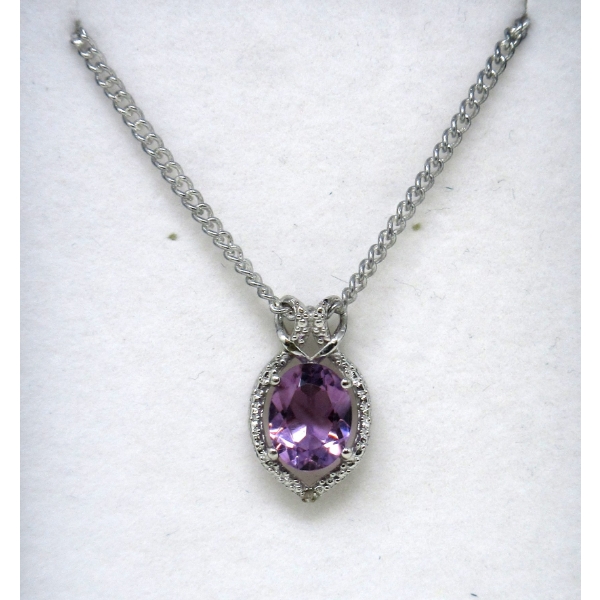 1.75 CT Amethyst & Diamond Sterling Silver Pendant