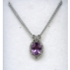 Image 1 : 1.75 CT Amethyst & Diamond Sterling Silver Pendant