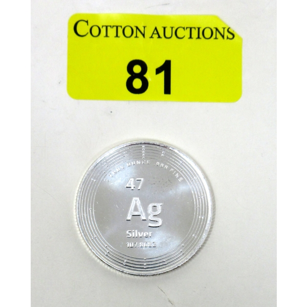 1 Oz .999 Silver Elemetal Round 