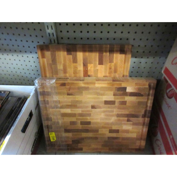 2 Wood Cutting Boards with Channel Edge