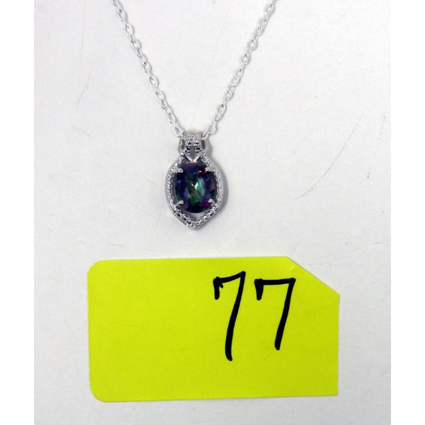 Mystic Topaz & Diamond Pendant 