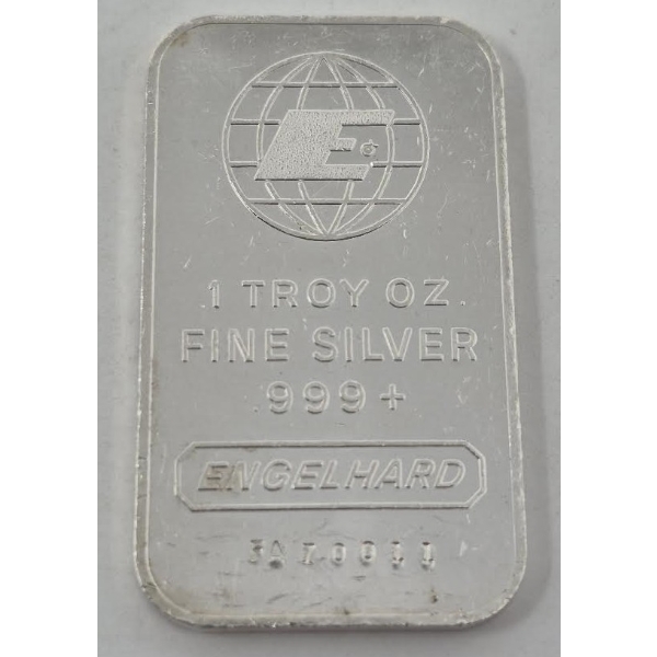 1 Oz .999+ Silver Big E Engelhard Bar 