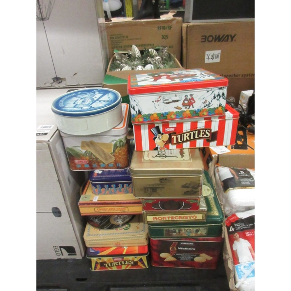 14 Assorted Metal Tin's with Product Logos