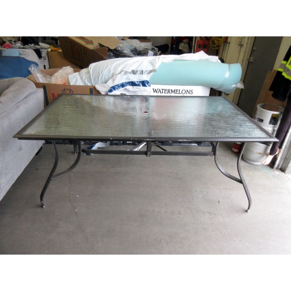 Glass Topped Metal Frame Patio Table