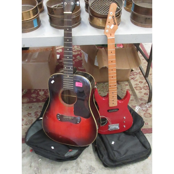 1 Acoustic Guitar & 1 Electric Guitar in Soft Cases
