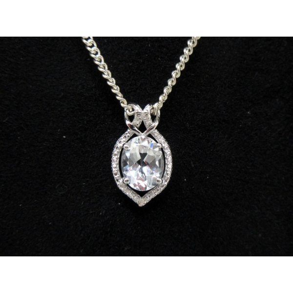 White Topaz & Diamond Pendant