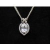 Image 1 : White Topaz & Diamond Sterling Silver Pendant