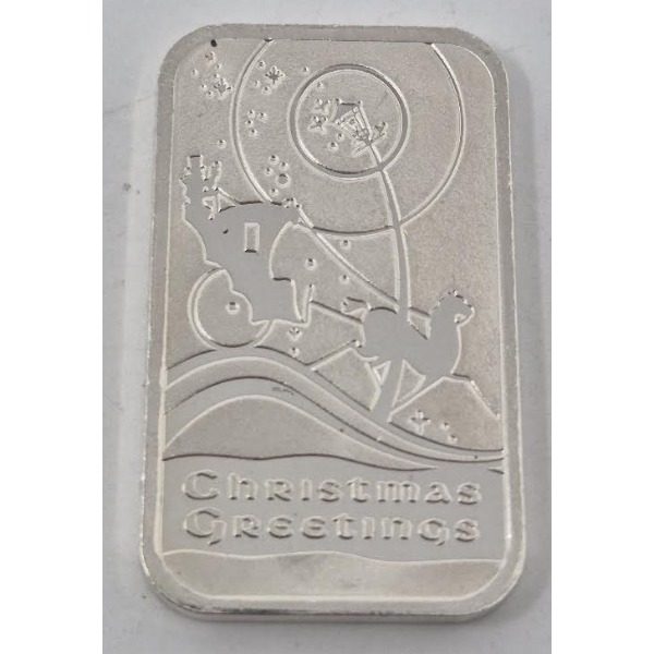 1 Oz .999 Silver Christmas Greeting BEX Mint Bar