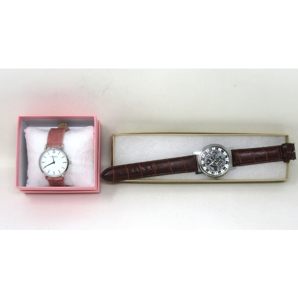 Piper West Pink Ladies Watch & New Silver Tone Skeleton Watch 