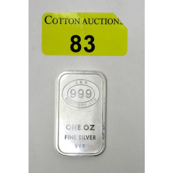 1 Oz .999 Silver JBR Ethically Sourced Bar 