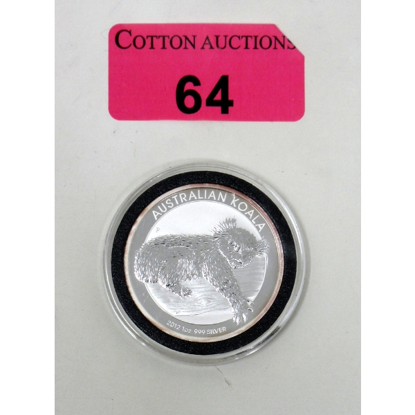 1 Oz .999 Silver 2012 Australian Koala Coin 