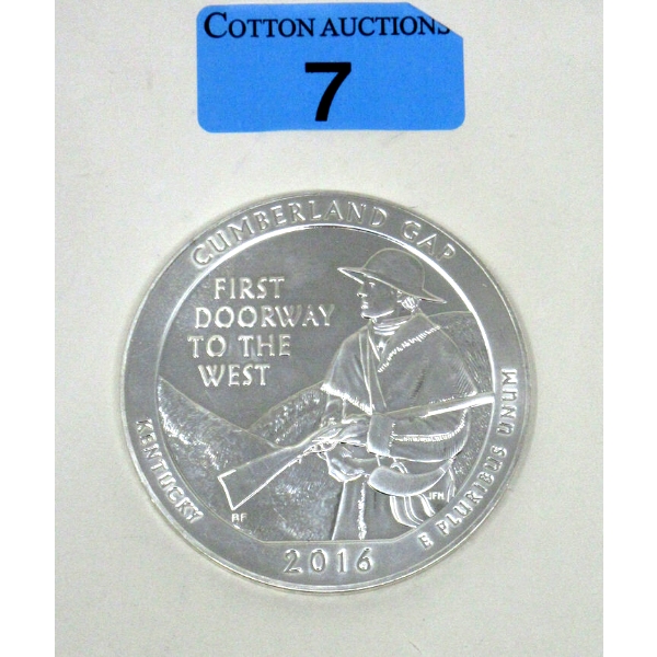 5 Oz .999 Silver 2016 Cumberland Gap Kentucky Coin 
