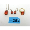 Image 1 : .925 Silver CZ Necklace, Earrings & Ring Set - Gold Plated