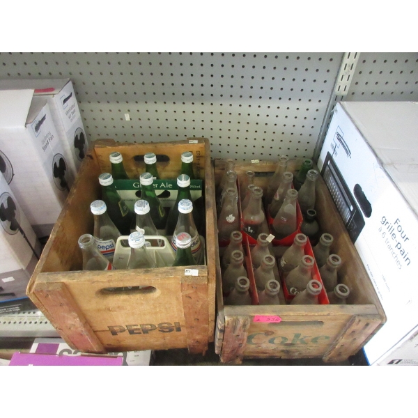 Vintage Wood Pepsi Crate & Wood Coke Crate & Contents