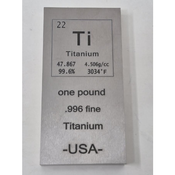 1 Pound .996 Fine Titanium Bar