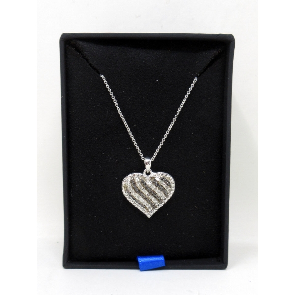 Brand New Black and White Diamond Heart Necklace  