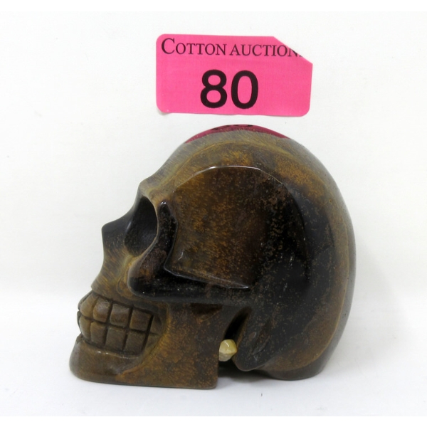2335 Carat 3D Artist Hand Carved Tigers Eye Gemstone Skull   
