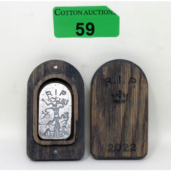 2 Oz .999 Silver 2022 Hand-Poured/Coloured RIP Tombstone Numbered Bar 