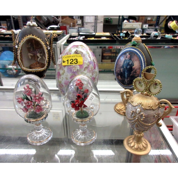 6 Collectible Egg Shaped Decorations - Preowned
