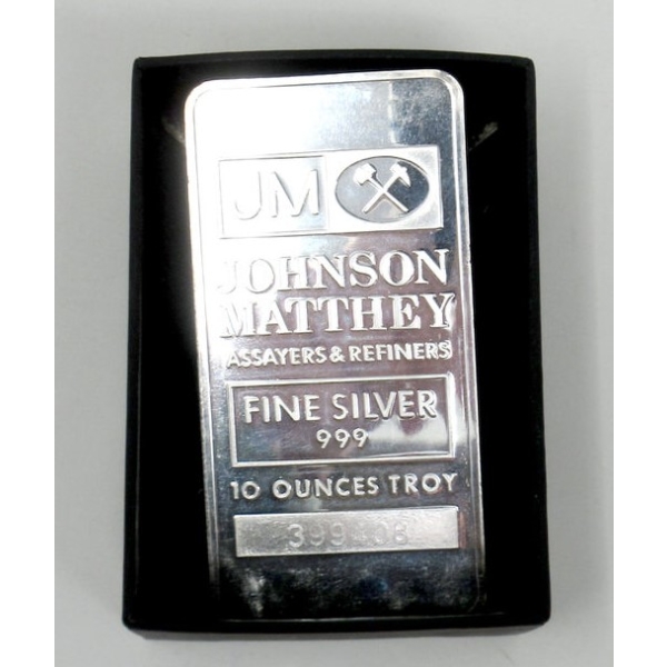 10 Oz .999 Silver Johnson Matthey Bar 