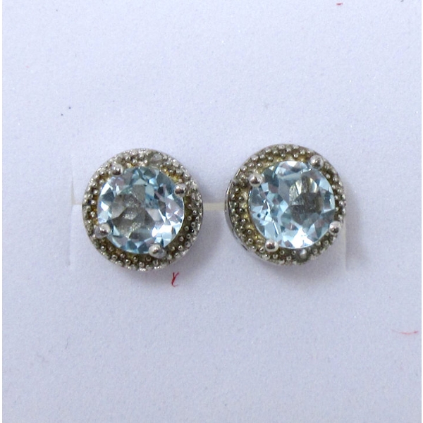 New Blue Topaz & Diamond Earrings