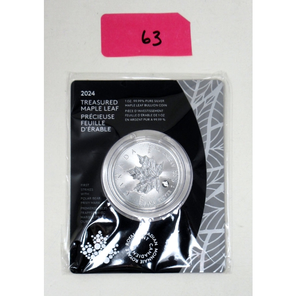 1 Oz .9999 Silver Treasured Maple Leaf Coin 