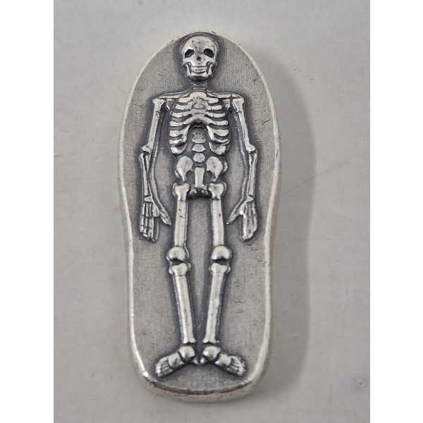 3 Oz .999 Silver 2D Skeleton Art Bar
