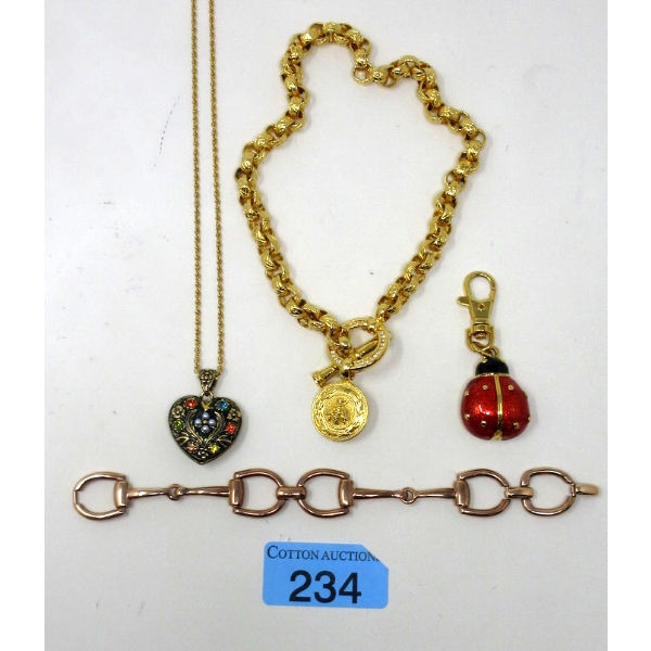 2 Joan Rivers Necklaces, 1 Bracelet, & 1 Purse Charm