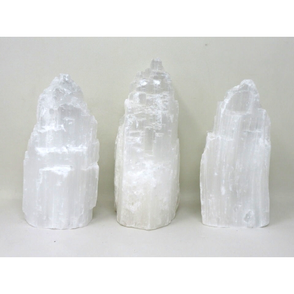 3 Selenite Crystal Healing Towers - Tallest 6"