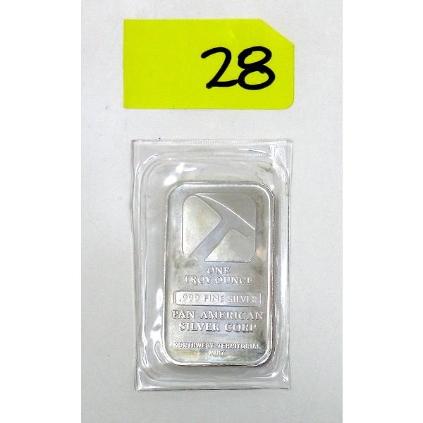 1 Oz .999 Silver Pan American Silver Corp Bar 