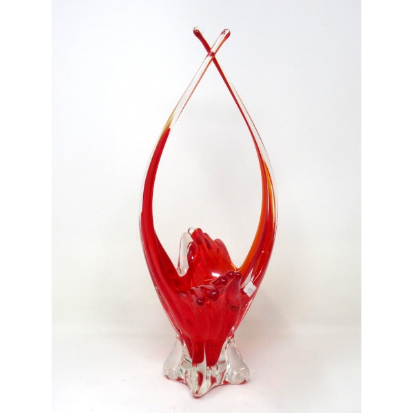 MCM Red EDAG Crystal Art Glass Vase with Sticker