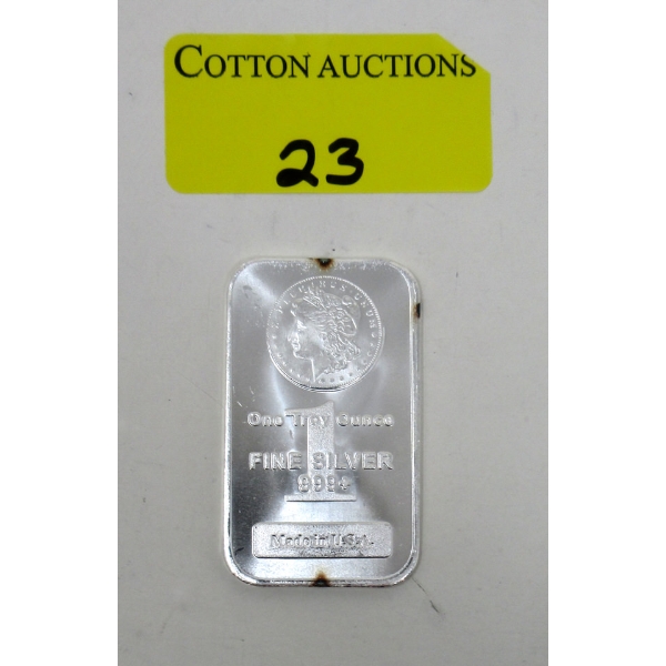 1 Oz .999+ Silver Morgan Head Bar 