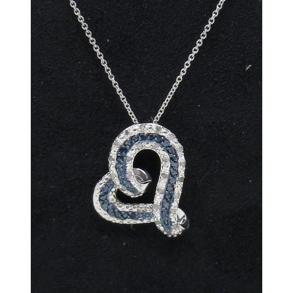 1/2 CT Blue & White Diamond Heart Pendant
