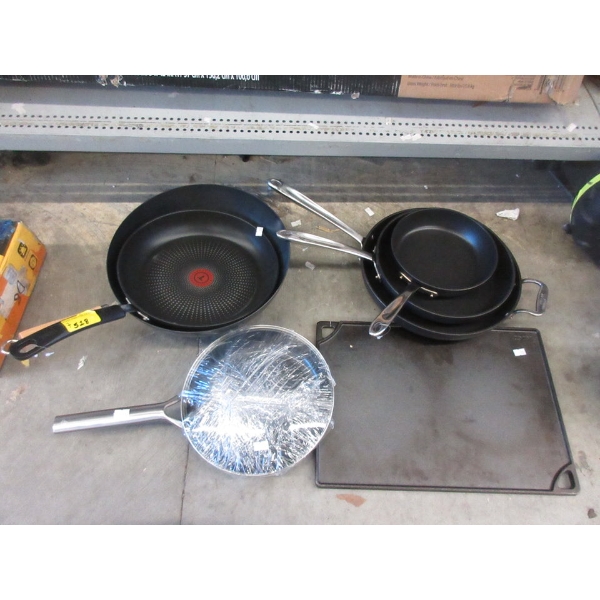 7 Piece Lot of Non-Stick Pans & Cast Griddle Plate