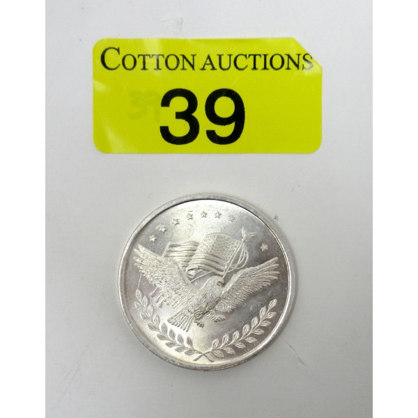 1 Oz .999 Silver Eagle/Flag Trade Unit Round 