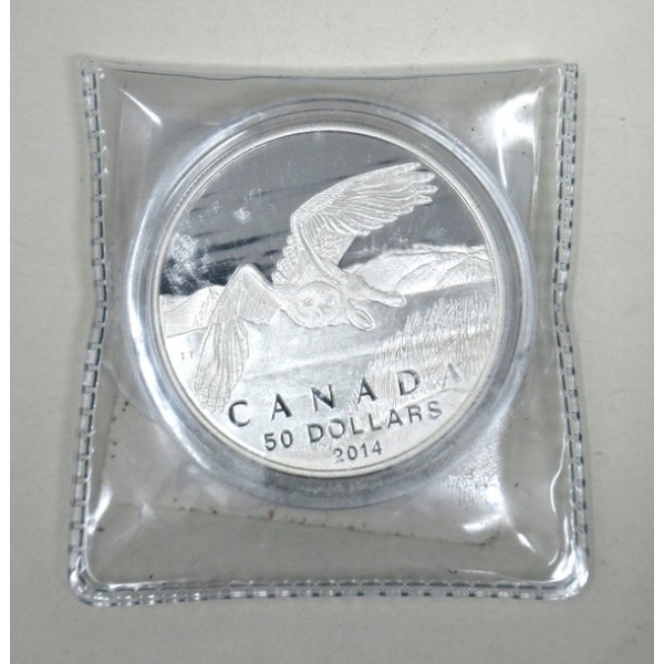 .9999 Silver 2014 Snowy Owl $50 Coin 