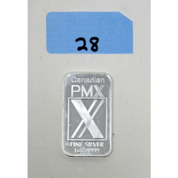 1 Oz .9999 Silver Canadian PMX Bar 