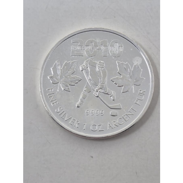 1 Oz  .9999 Silver Vancouver/Whistler 2010 Hockey Coin 