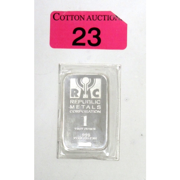 1 Oz .999 Silver Republic Metals Corp Bar 