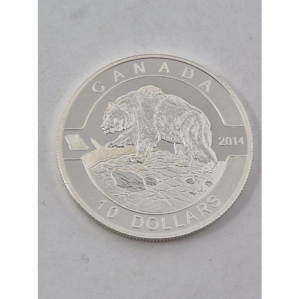 1/2 Oz .9999 Silver 2014 Canada Grizzly Bear Coin
