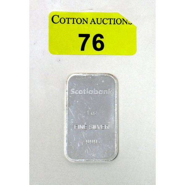 1 Oz .999 Silver Scotiabank Investor Bar 