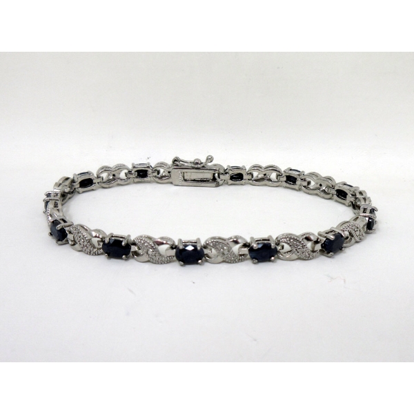 7.8 CTW Blue Sapphire & Diamond Tennis Bracelet