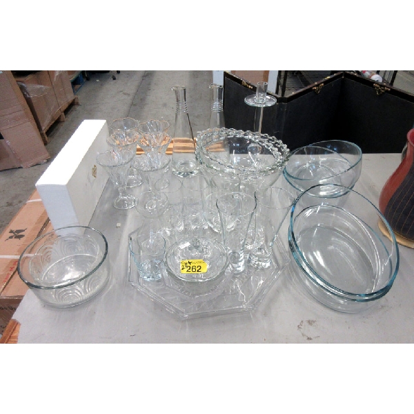 20+ Piece Lot of Clear Glass Kitchen Ware