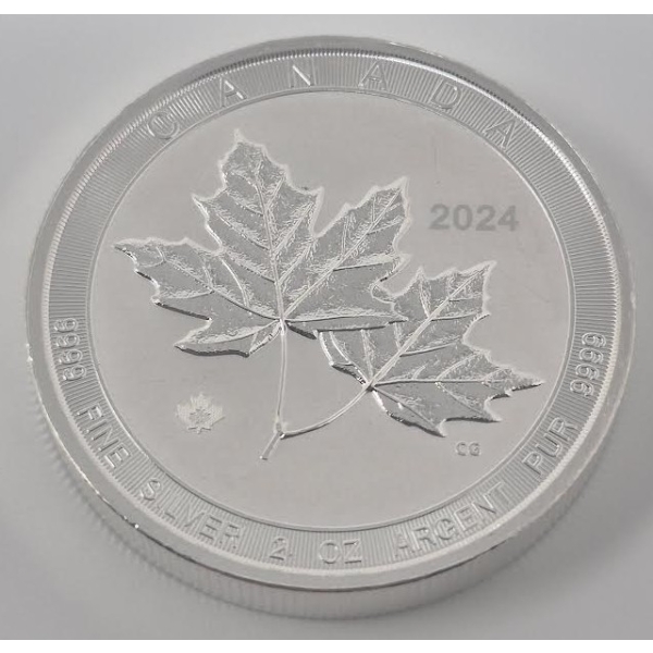 2 Oz .9999 Silver 2024 Canada Twin Maples Coin 