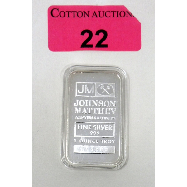 1 Oz .999 Silver Johnson Matthey/ TD Bank 2-Sided Bar 