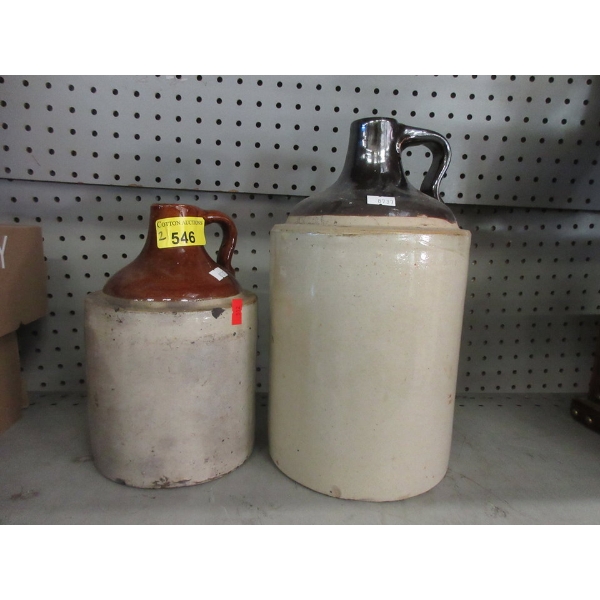 2 Vintage Two Tone Stoneware Jugs 