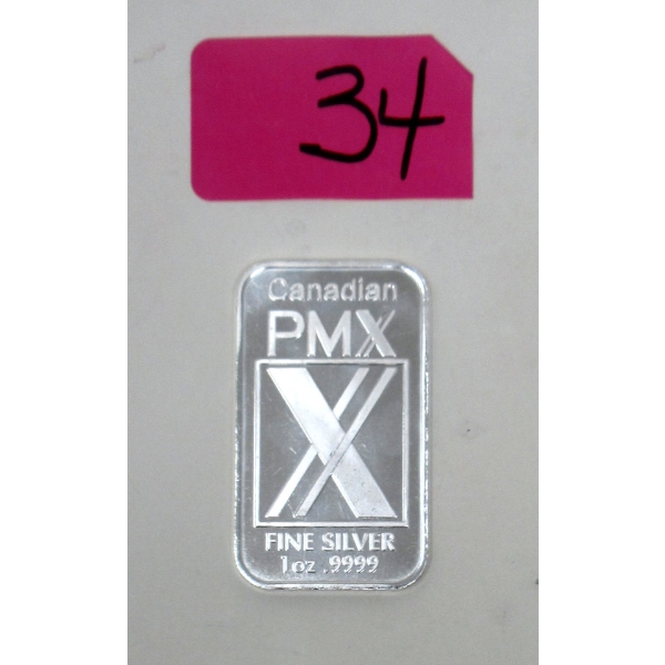 1 Oz .9999 Silver Canadian PMX Bar 