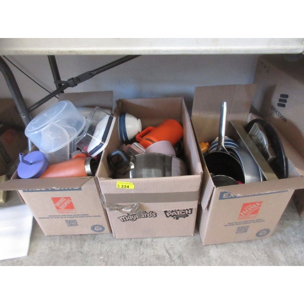 3 Boxes of Assorted Kitchenware - Preowned