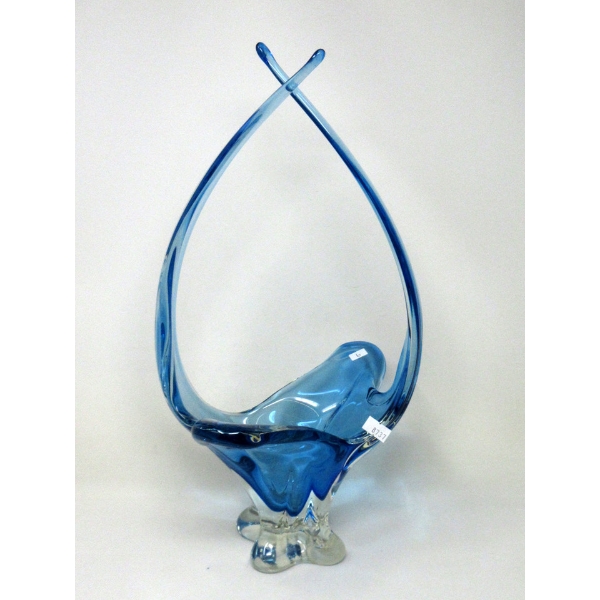MCM Blue Canadian Art Glass Centerpiece Bowl